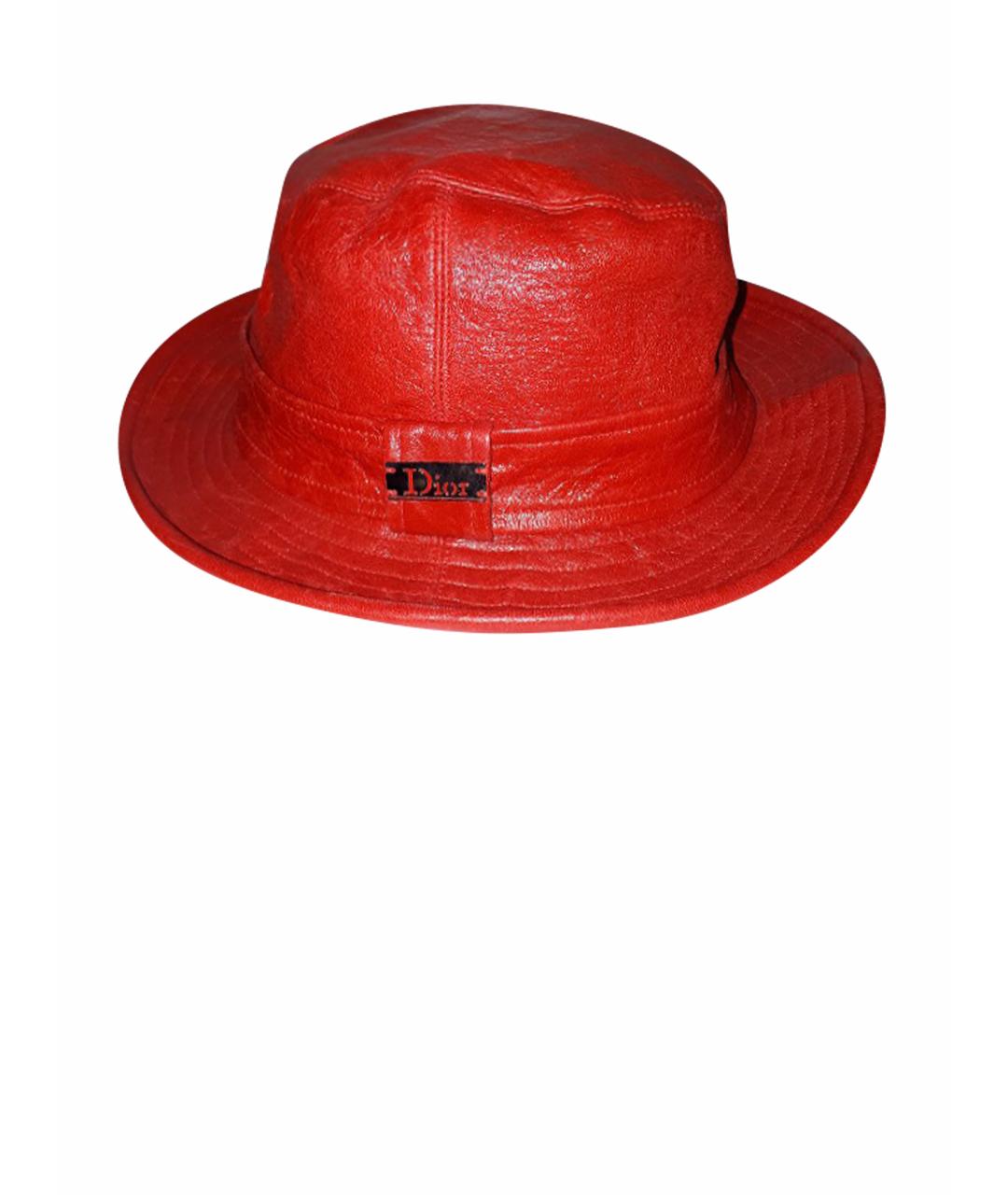 CHRISTIAN DIOR PRE-OWNED Красная кожаная шляпа, фото 1