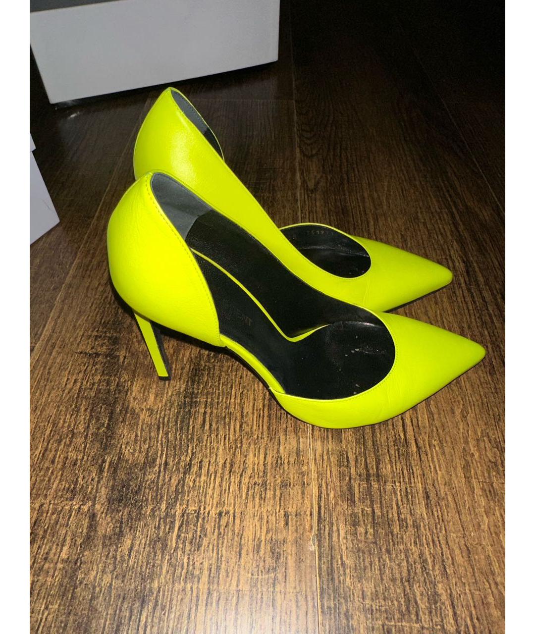 SAINT LAURENT Желтые кожаные туфли, фото 2
