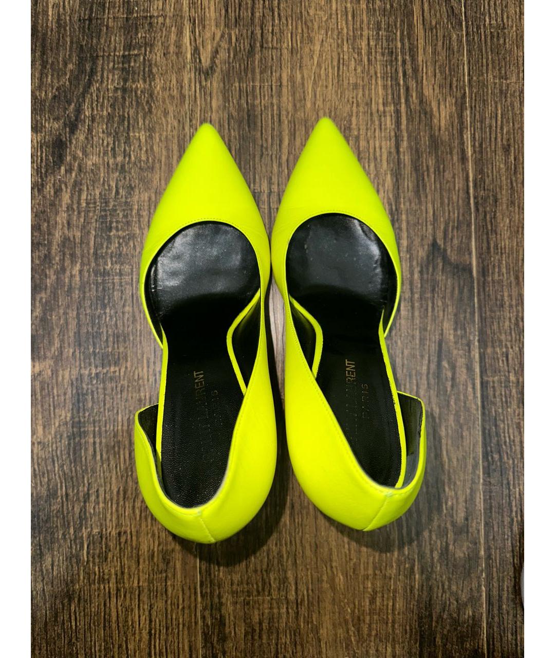 SAINT LAURENT Желтые кожаные туфли, фото 4