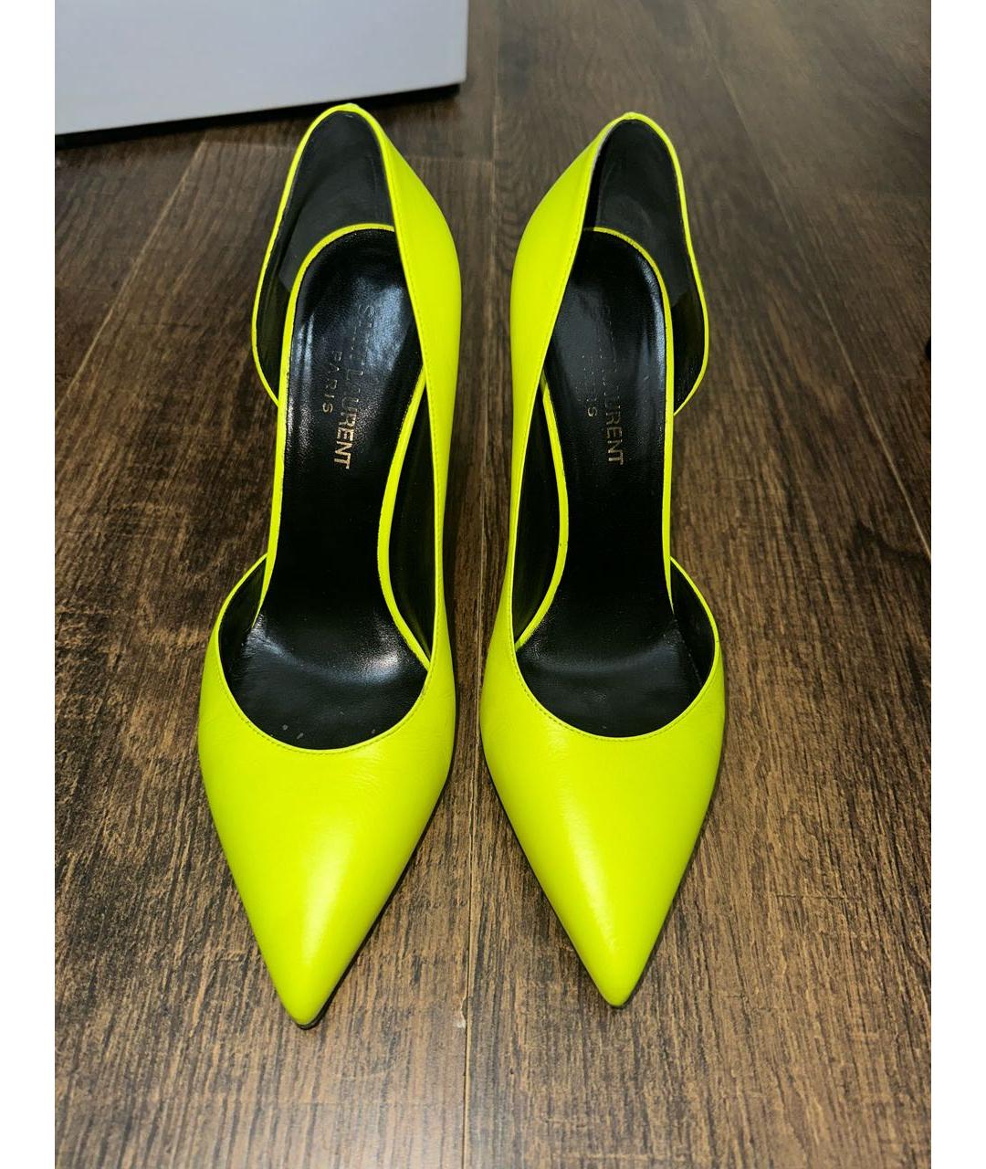 SAINT LAURENT Желтые кожаные туфли, фото 3