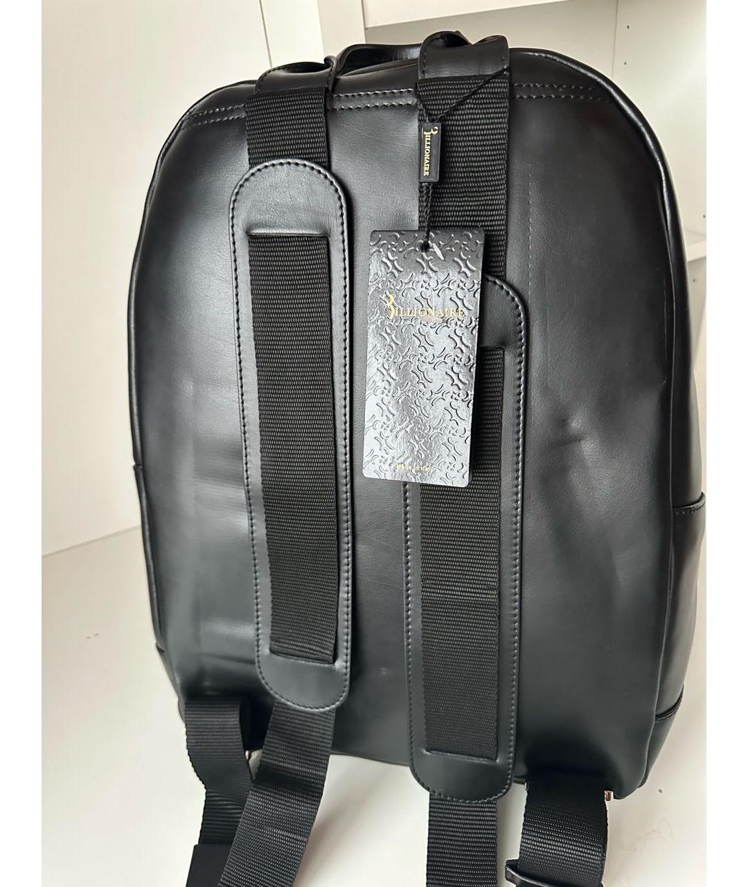 BILLIONAIRE Черный кожаный рюкзак, фото 4
