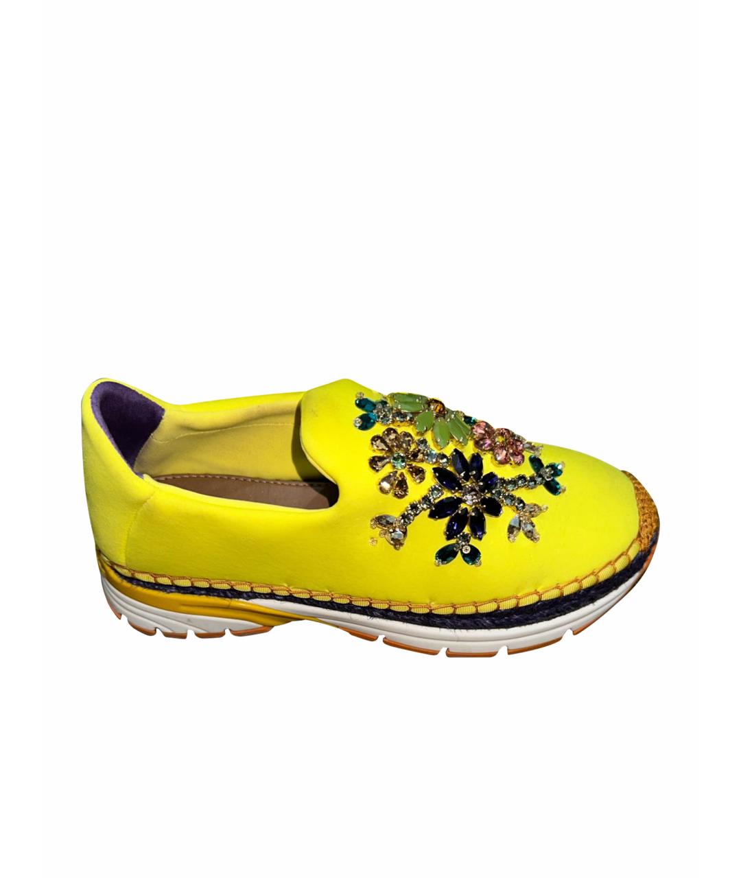 DOLCE&GABBANA Желтые текстильные кроссовки, фото 1