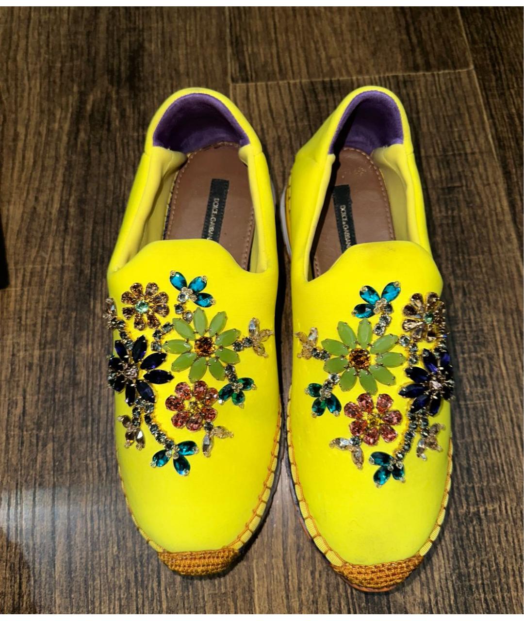 DOLCE&GABBANA Желтые текстильные кроссовки, фото 2
