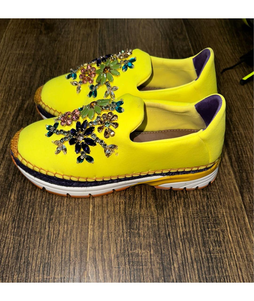 DOLCE&GABBANA Желтые текстильные кроссовки, фото 5