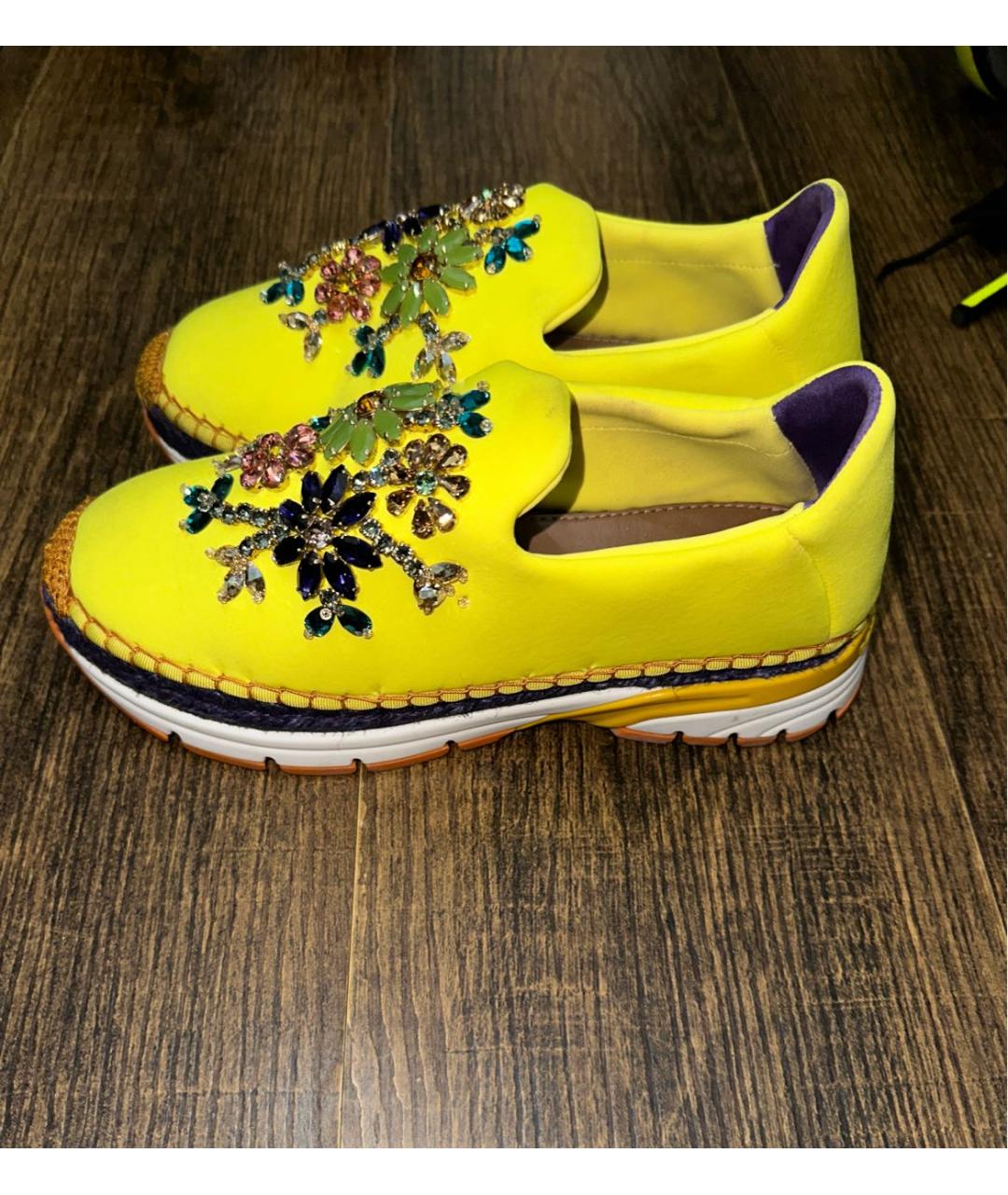 DOLCE&GABBANA Желтые текстильные кроссовки, фото 4