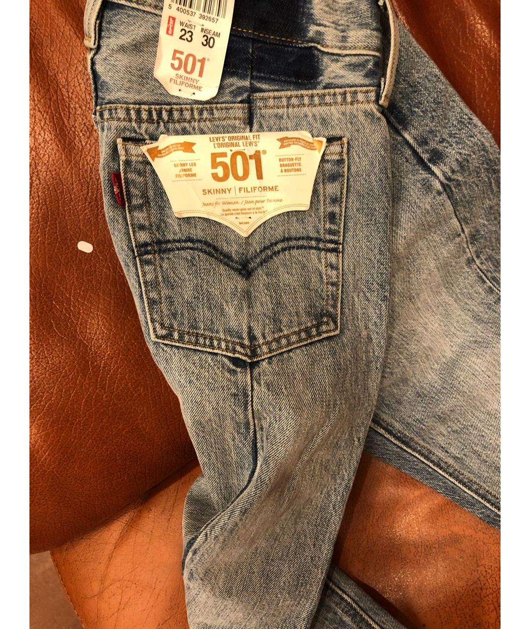 LEVI'S Голубые хлопковые прямые джинсы, фото 2