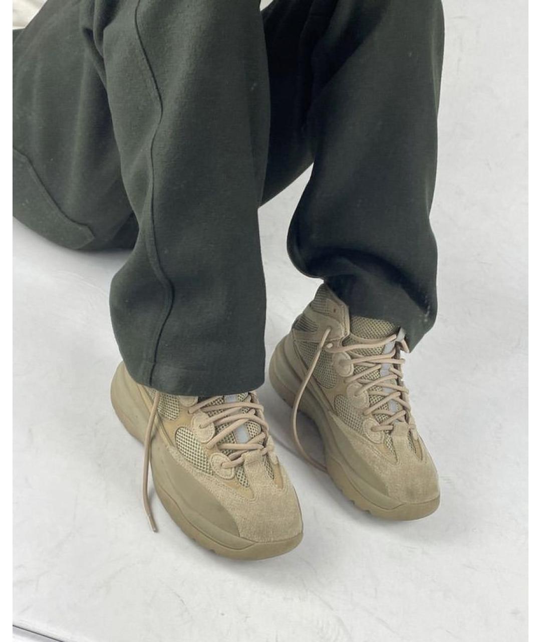 ADIDAS YEEZY Бежевые замшевые высокие кроссовки / кеды, фото 5