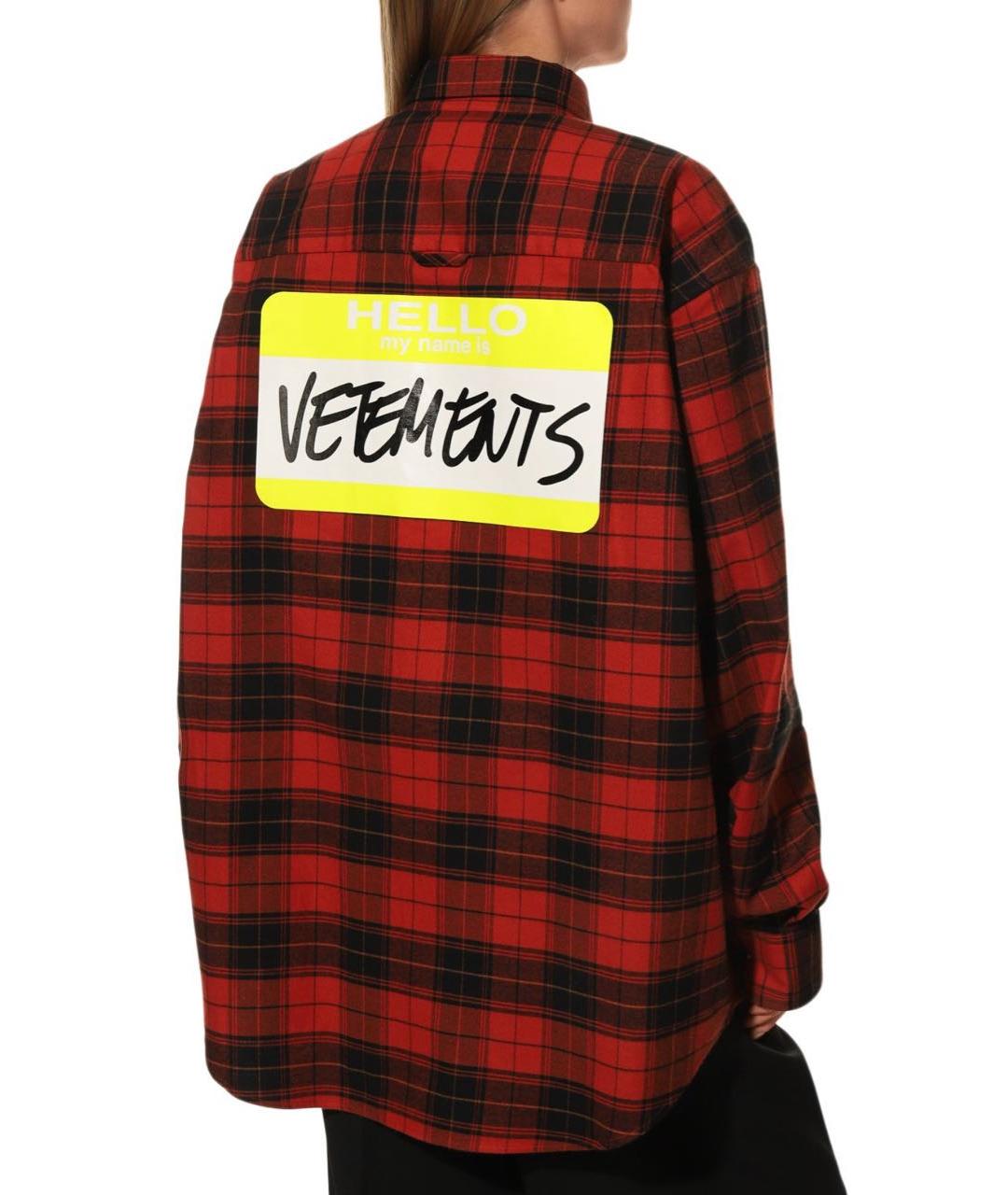 VETEMENTS Красная хлопковая рубашка, фото 2