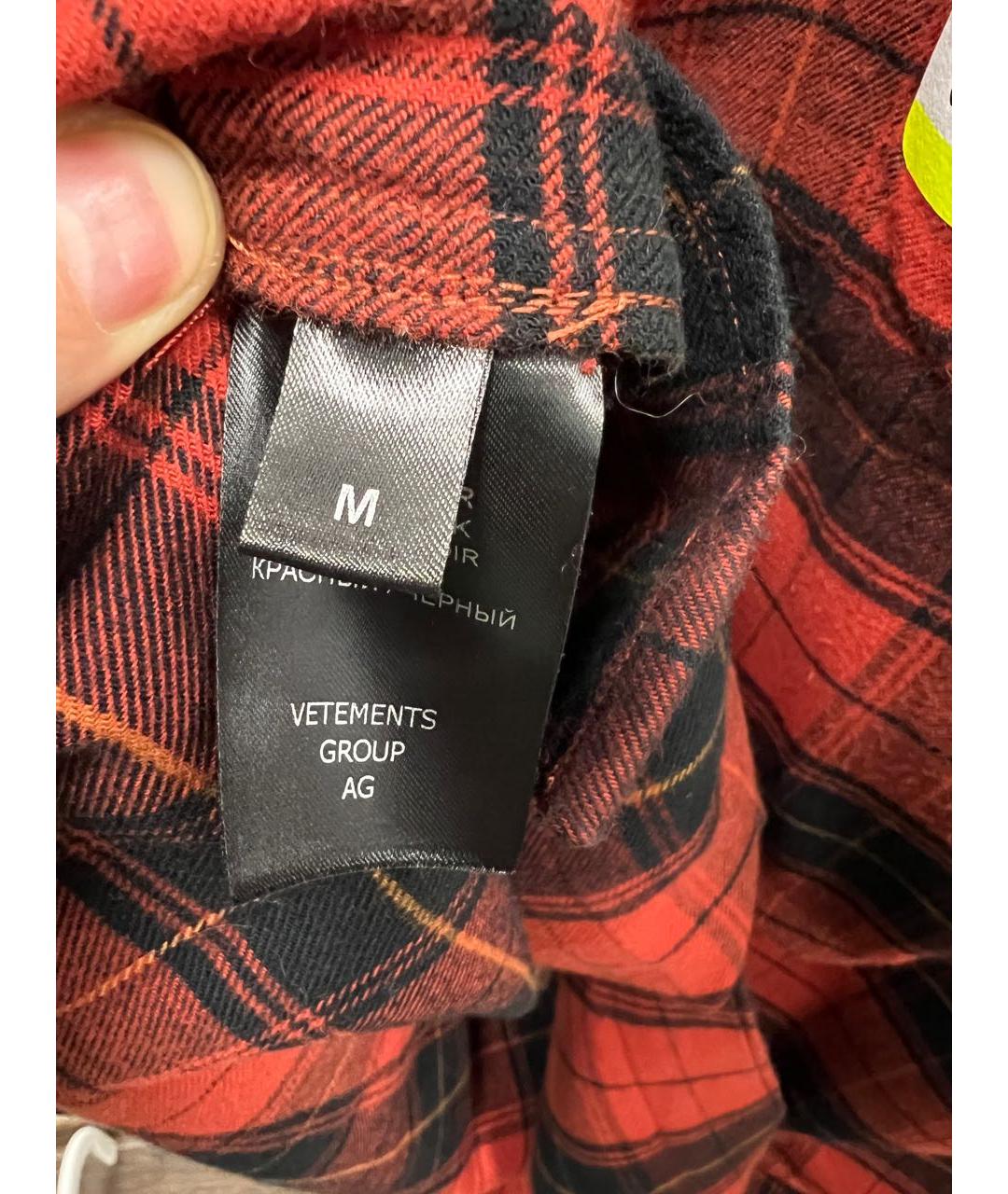 VETEMENTS Красная хлопковая кэжуал рубашка, фото 6