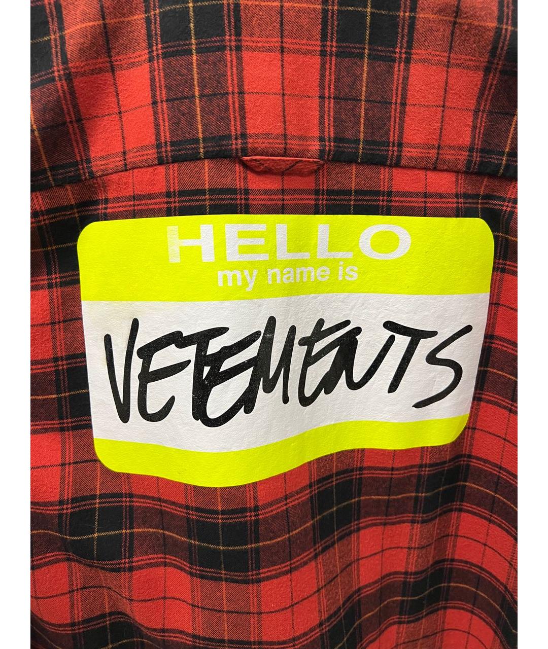 VETEMENTS Красная хлопковая кэжуал рубашка, фото 7