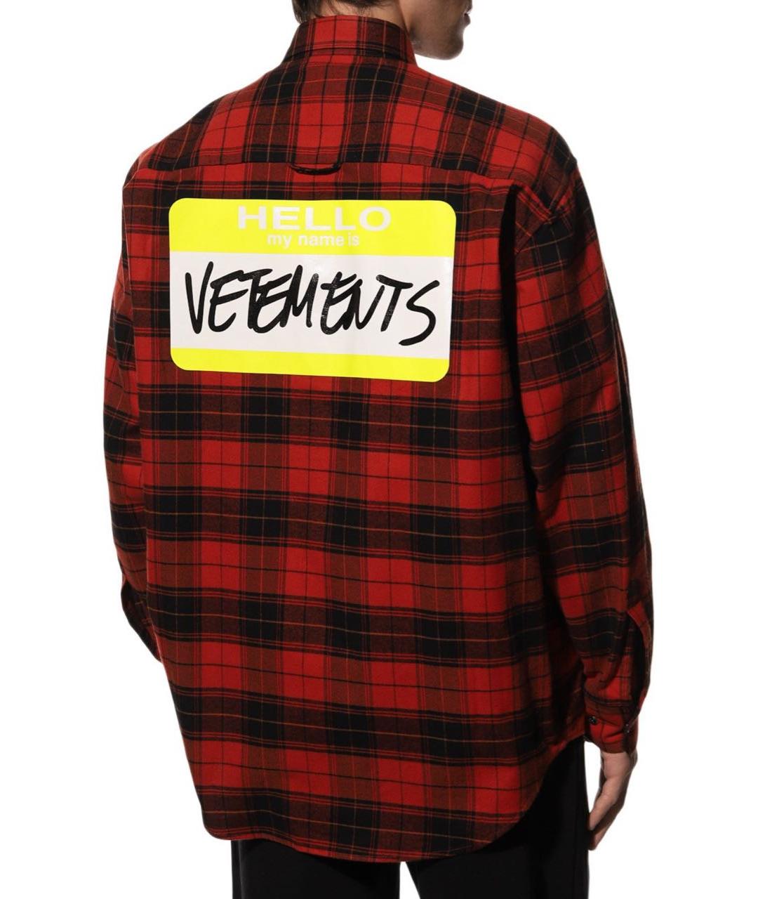 VETEMENTS Красная хлопковая кэжуал рубашка, фото 3