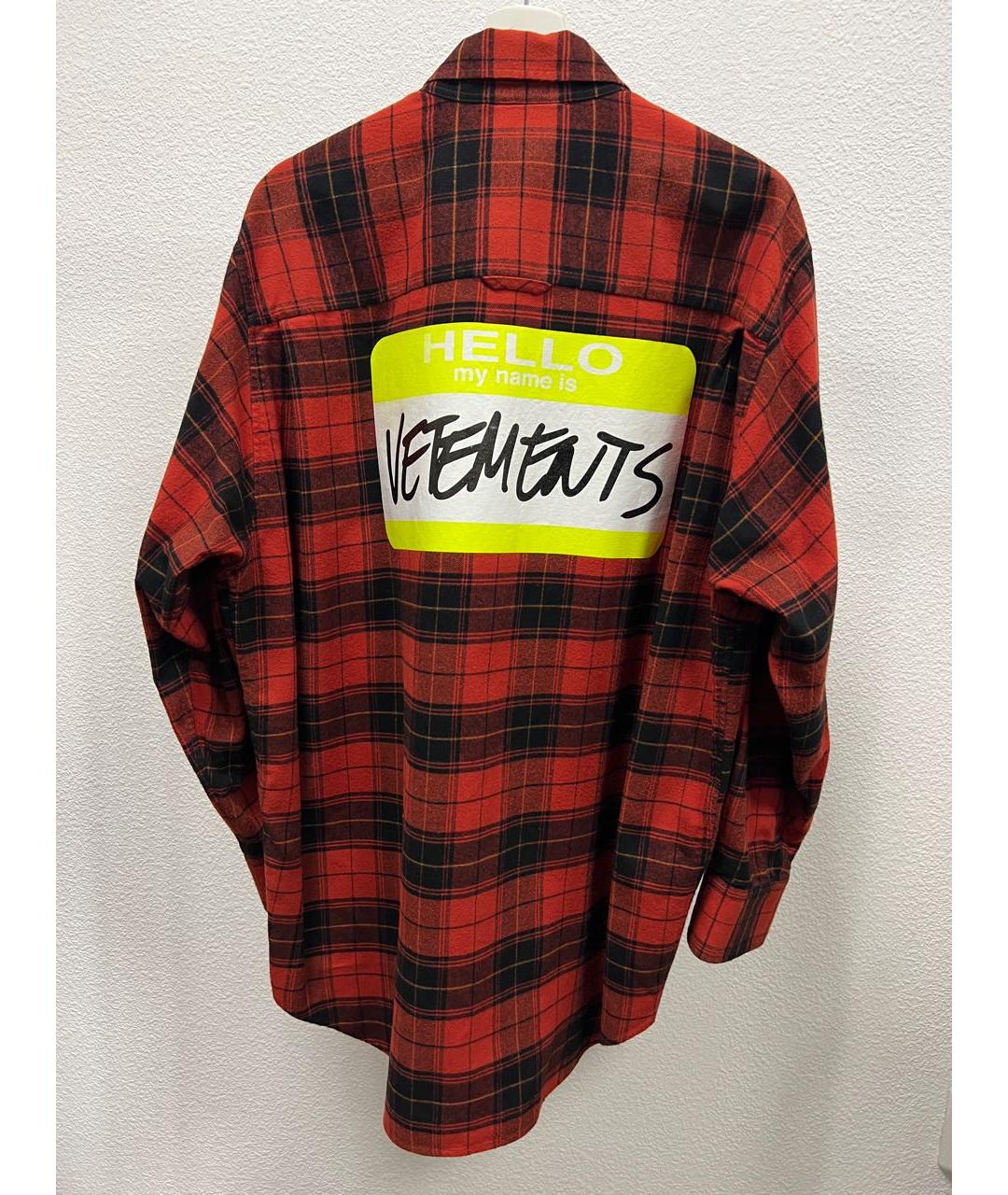VETEMENTS Красная хлопковая кэжуал рубашка, фото 5