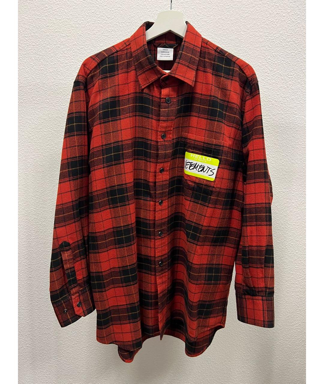 VETEMENTS Красная хлопковая кэжуал рубашка, фото 4