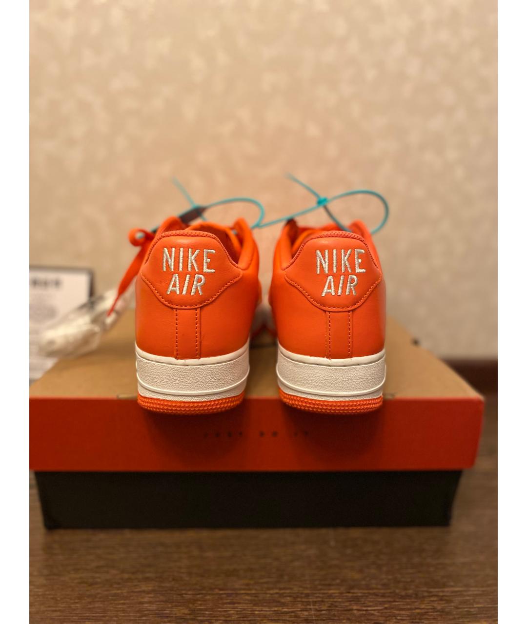 NIKE Оранжевое кожаные низкие кроссовки / кеды, фото 4