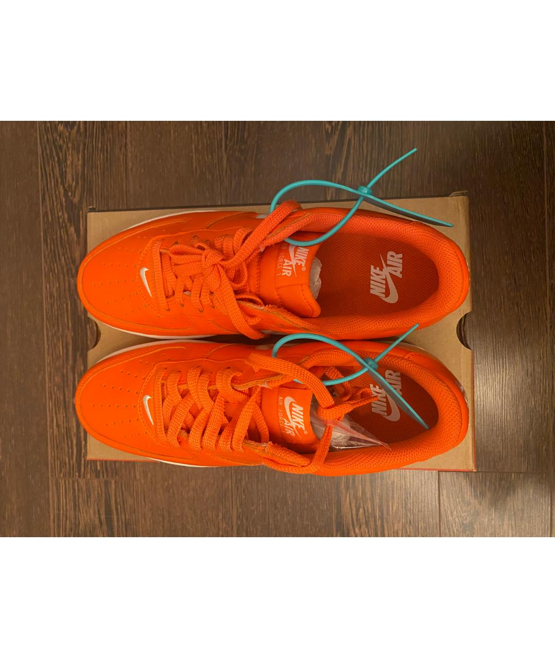 NIKE Оранжевое кожаные низкие кроссовки / кеды, фото 3