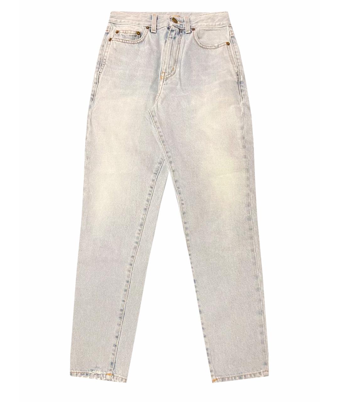 SAINT LAURENT Голубые хлопковые прямые джинсы, фото 1