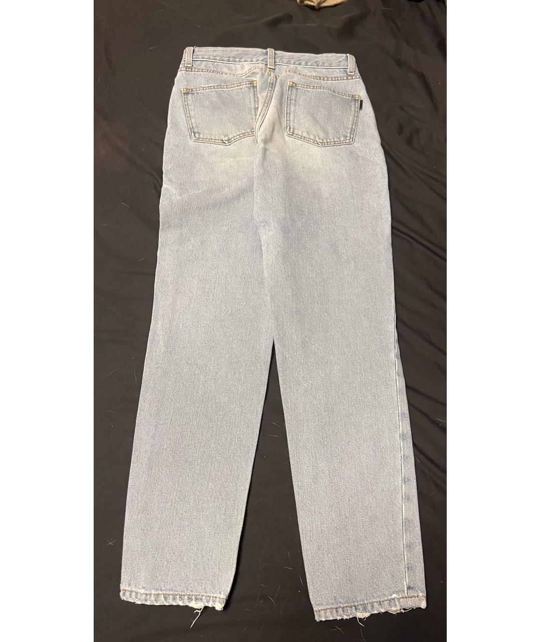 SAINT LAURENT Голубые хлопковые прямые джинсы, фото 2