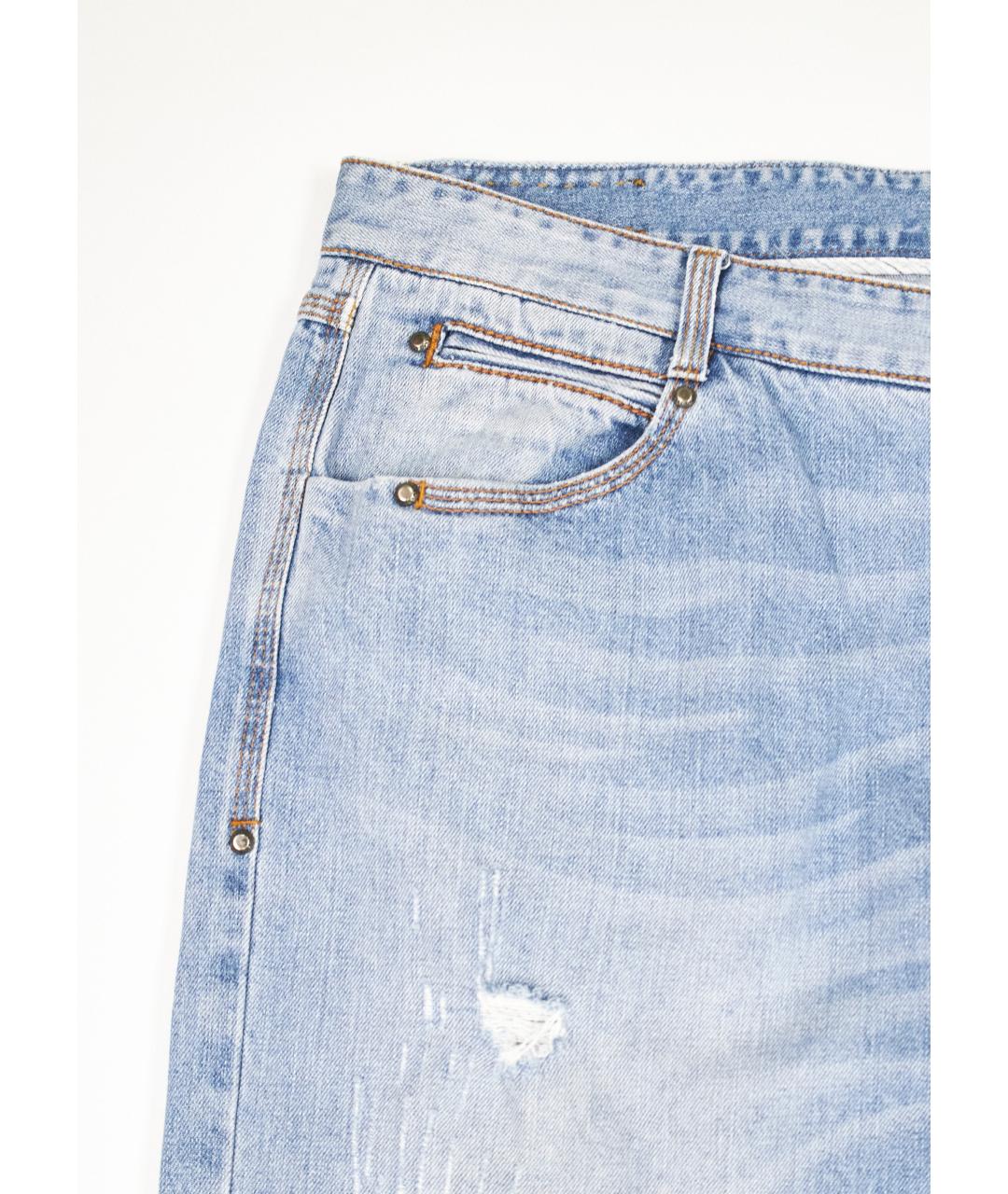 ERMANNO SCERVINO Голубые хлопко-эластановые прямые джинсы, фото 5