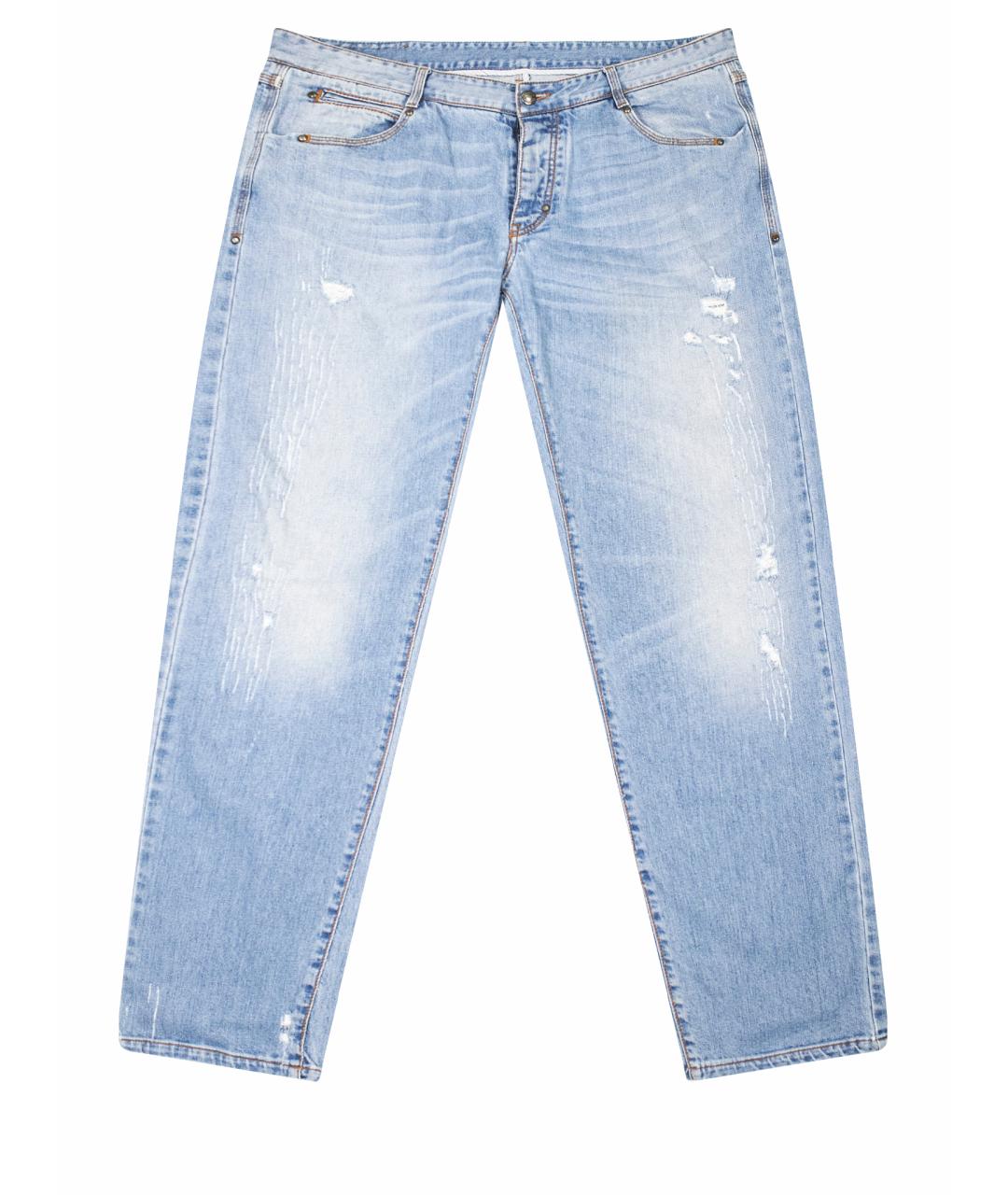 ERMANNO SCERVINO Голубые хлопко-эластановые прямые джинсы, фото 1