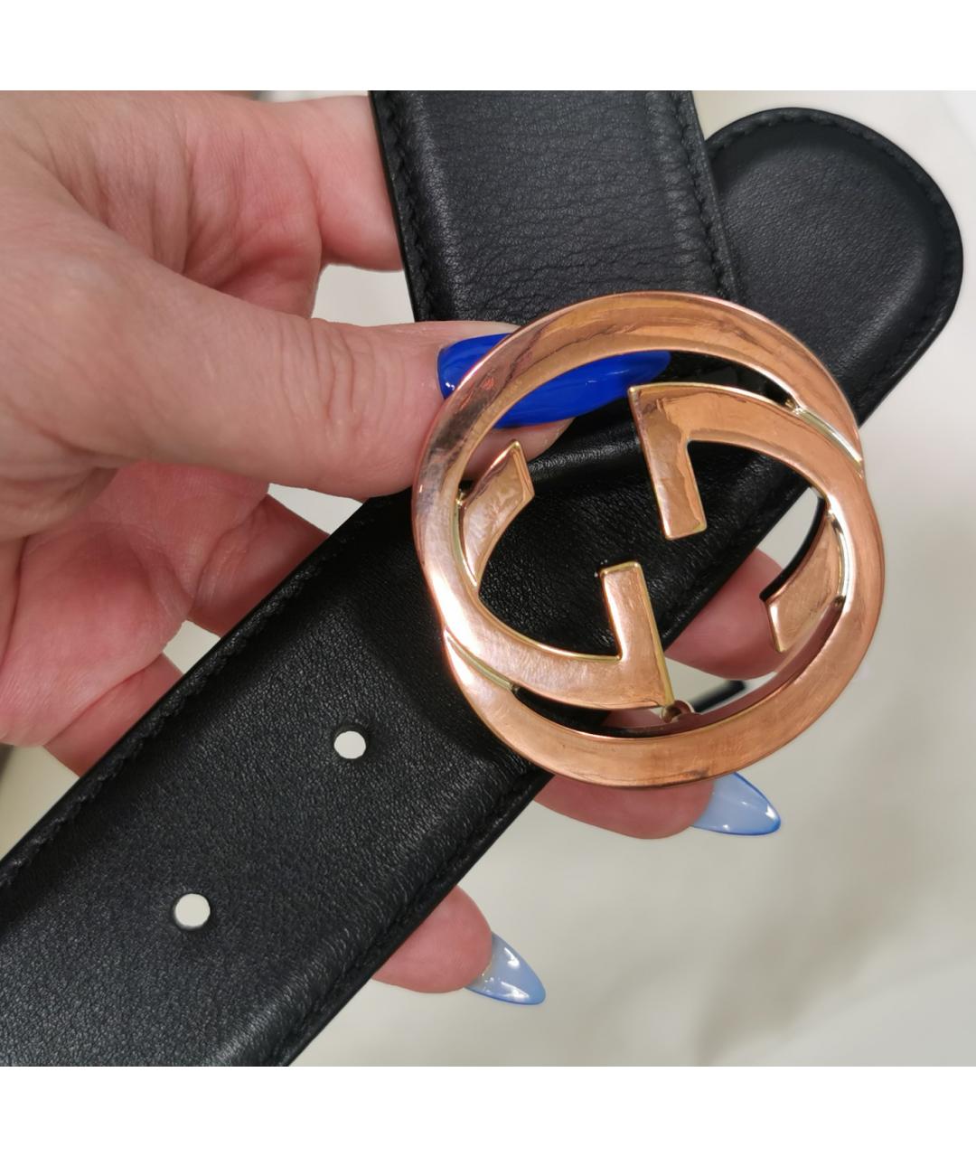 GUCCI Черный кожаный ремень, фото 5