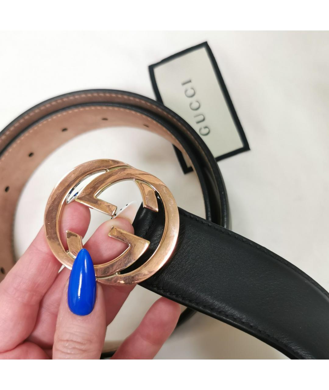 GUCCI Черный кожаный ремень, фото 2