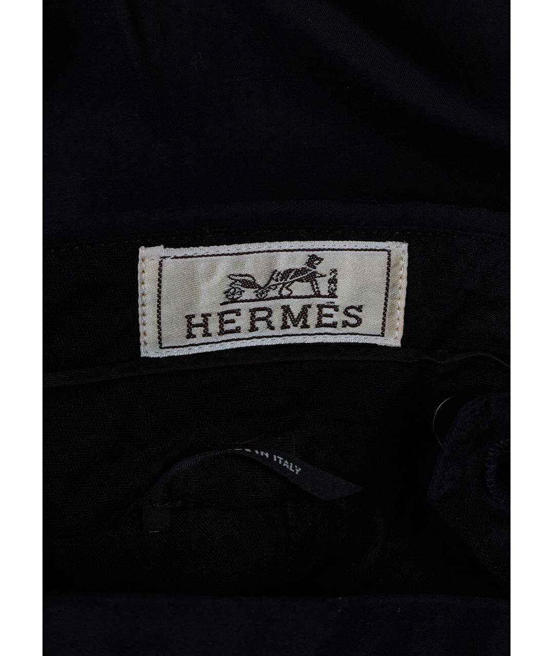 HERMES PRE-OWNED Черные хлопковые классические брюки, фото 3