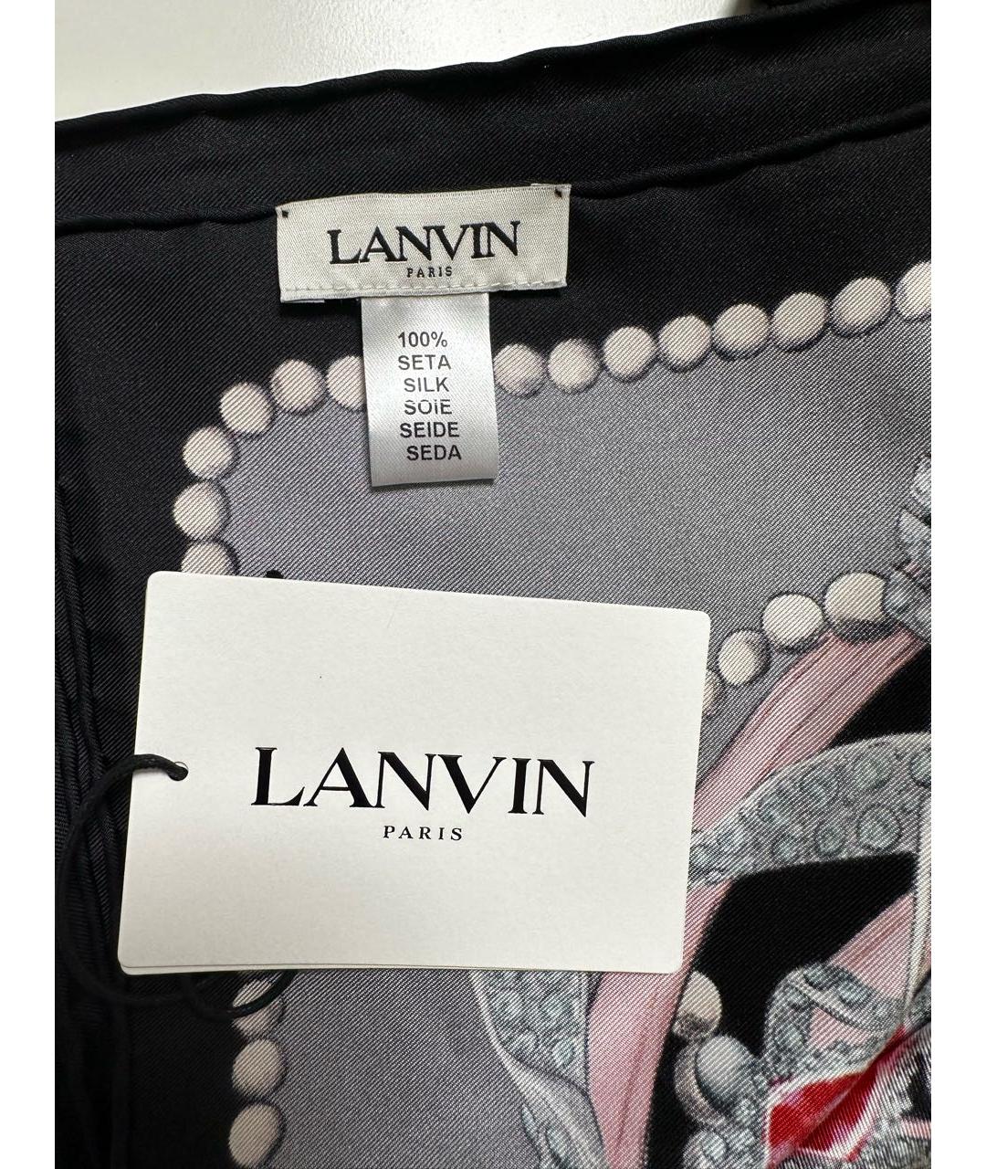 LANVIN Черный шелковый платок, фото 8