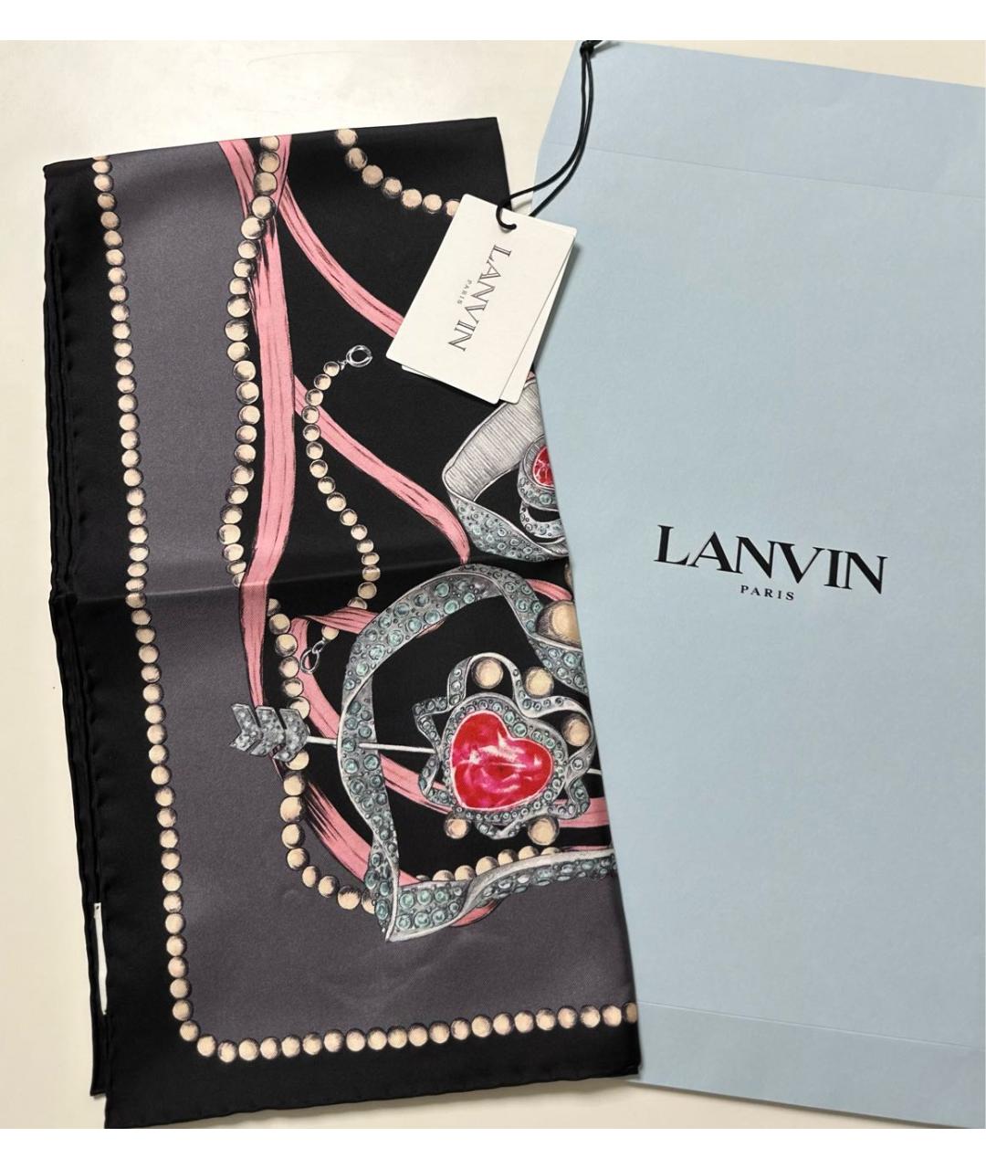 LANVIN Черный шелковый платок, фото 2