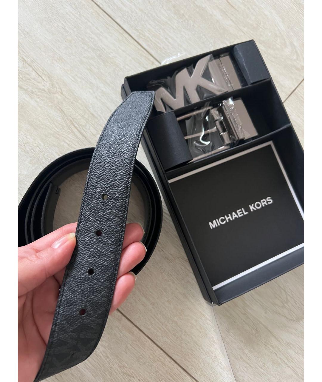 MICHAEL KORS Черный кожаный ремень, фото 5