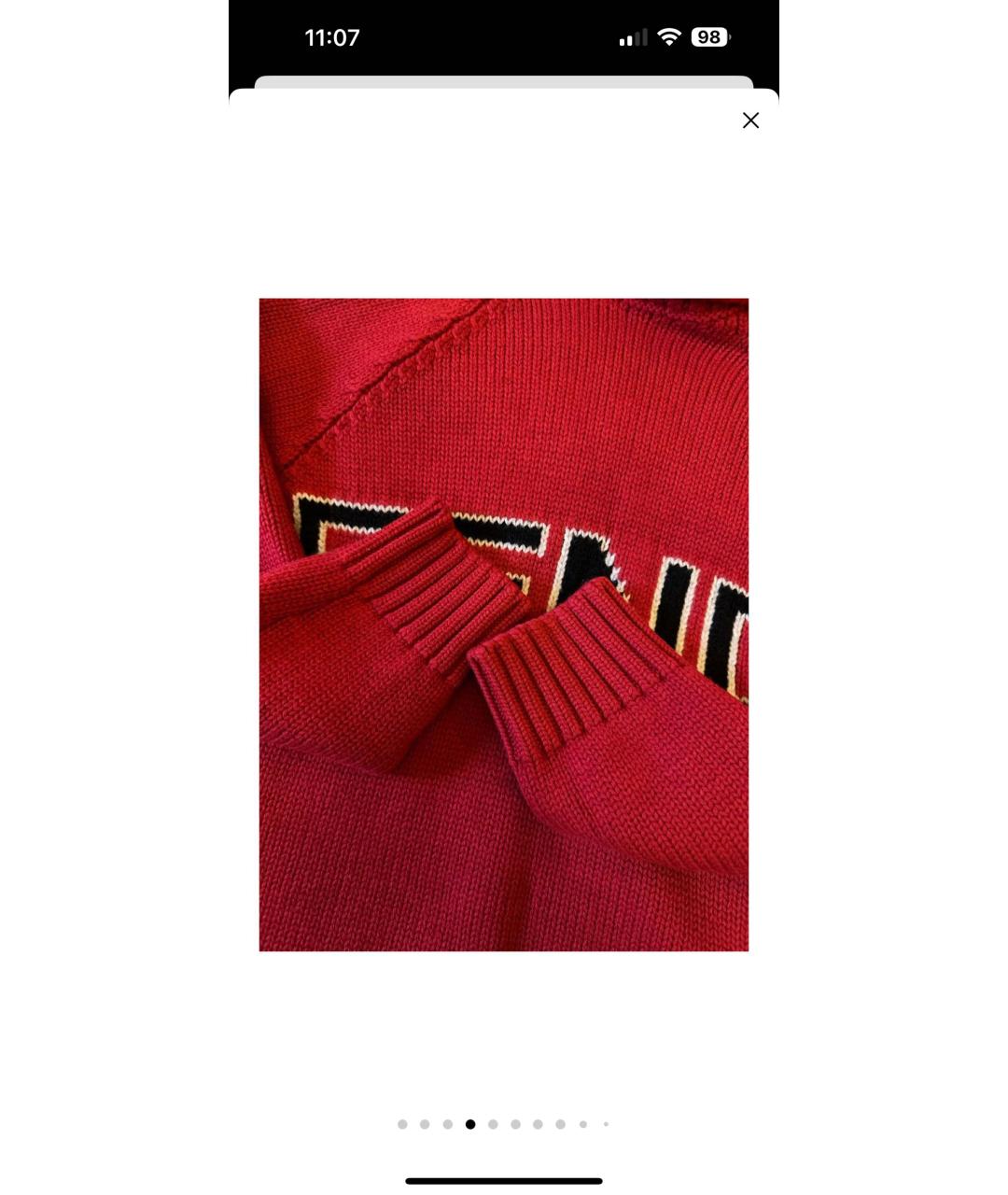 FENDI Красный шерстяной джемпер / свитер, фото 4