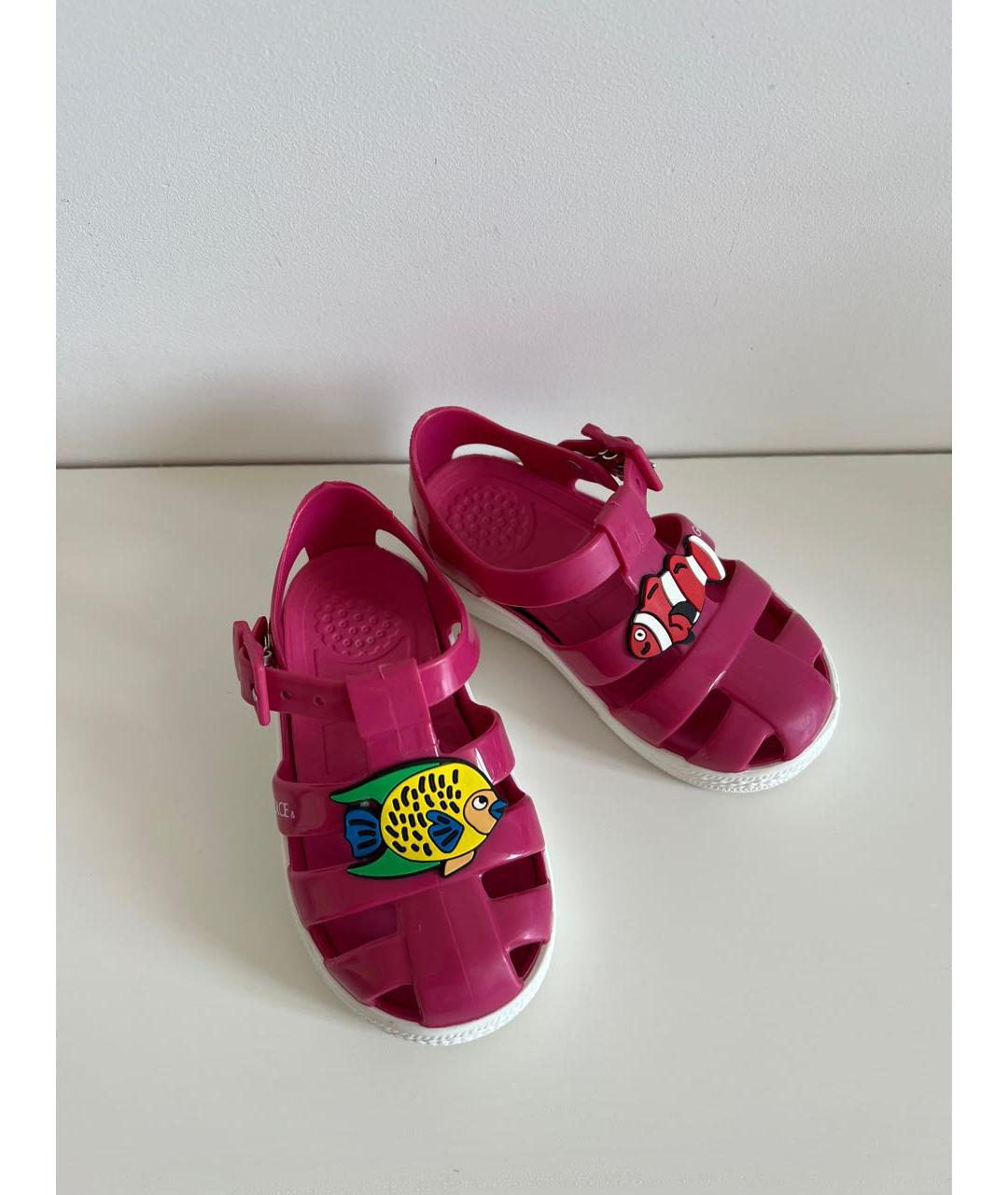 DOLCE&GABBANA Розовые резиновые сандалии и шлепанцы, фото 2
