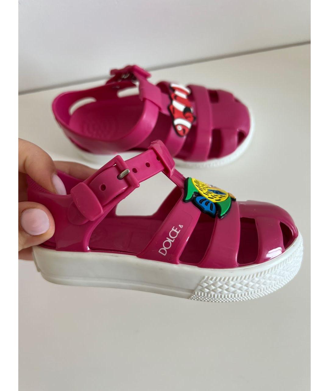 DOLCE&GABBANA Розовые резиновые сандалии и шлепанцы, фото 8