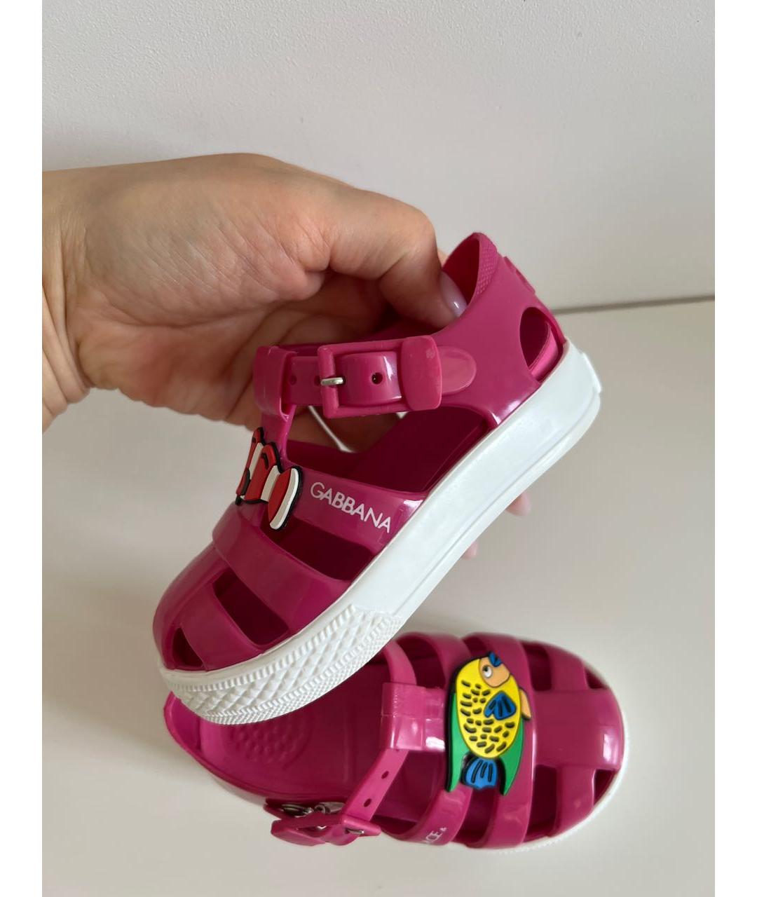 DOLCE&GABBANA Розовые резиновые сандалии и шлепанцы, фото 5