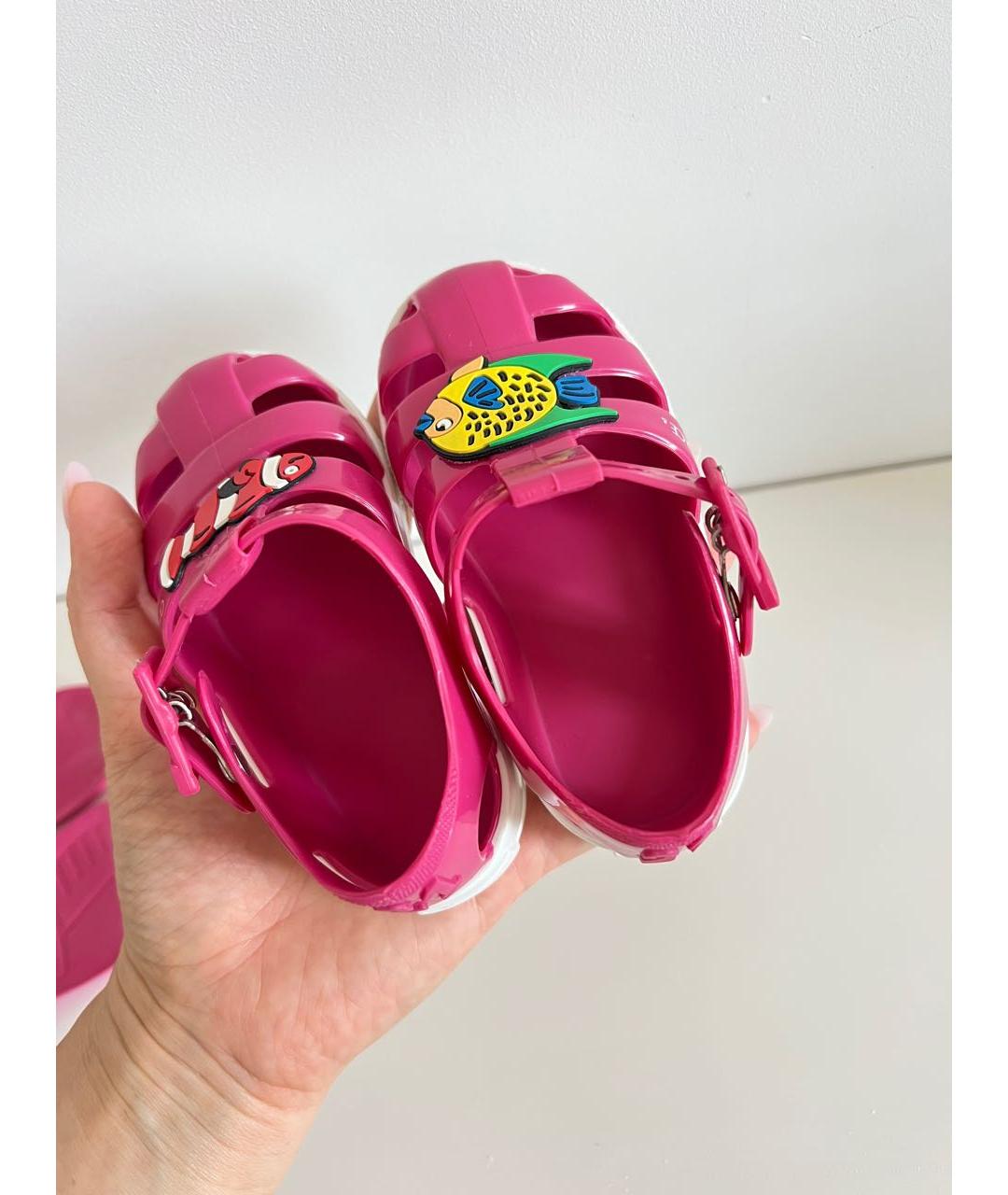 DOLCE&GABBANA Розовые резиновые сандалии и шлепанцы, фото 6
