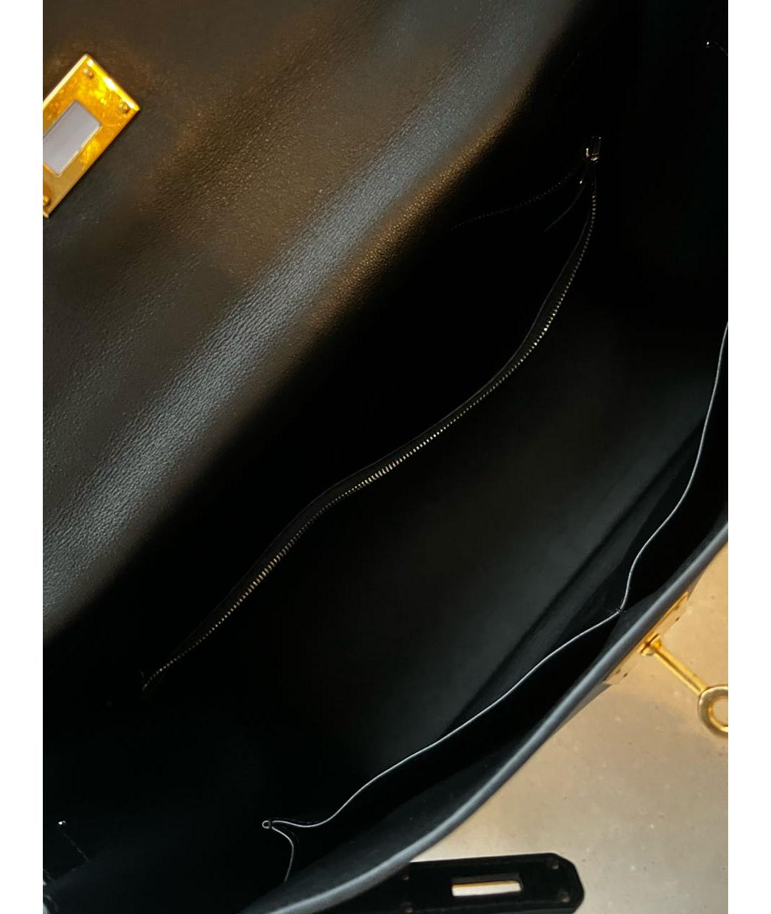 HERMES Черная кожаная сумка тоут, фото 4