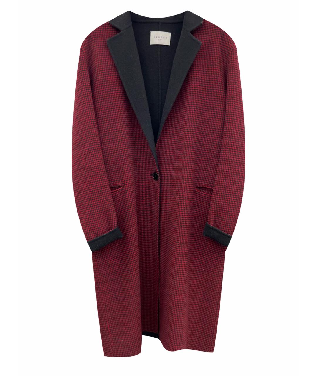 SANDRO Красное шерстяное пальто, фото 1