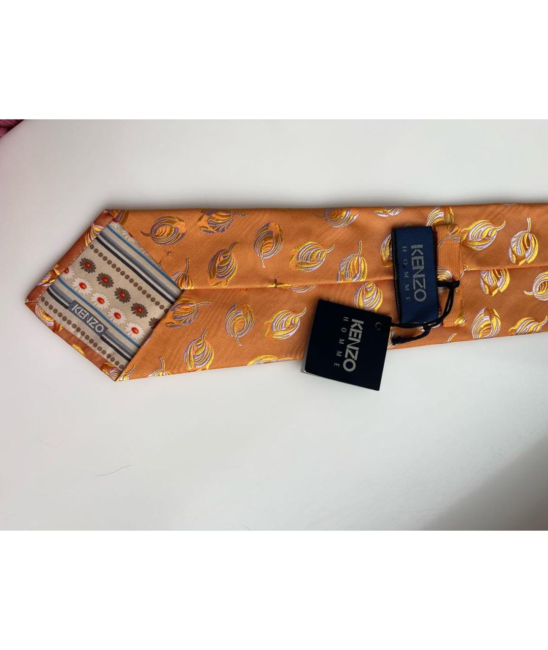KENZO Оранжевый шелковый галстук, фото 3