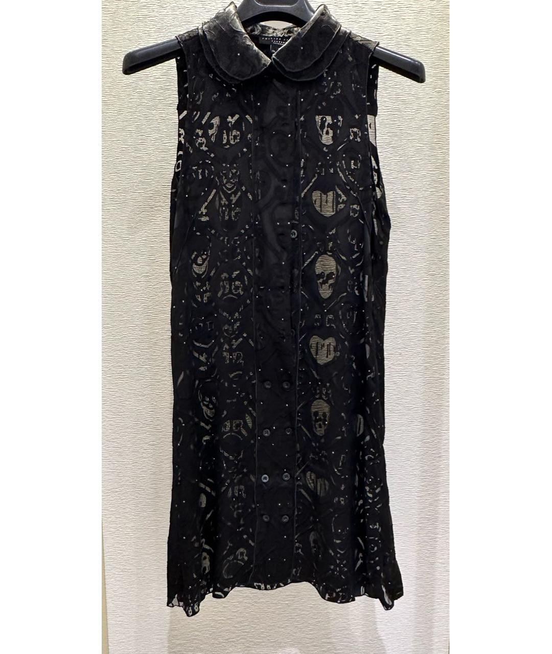 PHILIPP PLEIN Черное шелковое коктейльное платье, фото 8