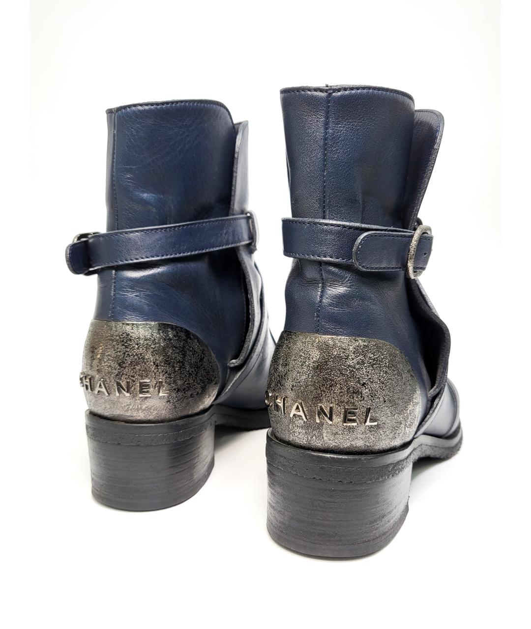 CHANEL PRE-OWNED Синие кожаные ботинки, фото 5