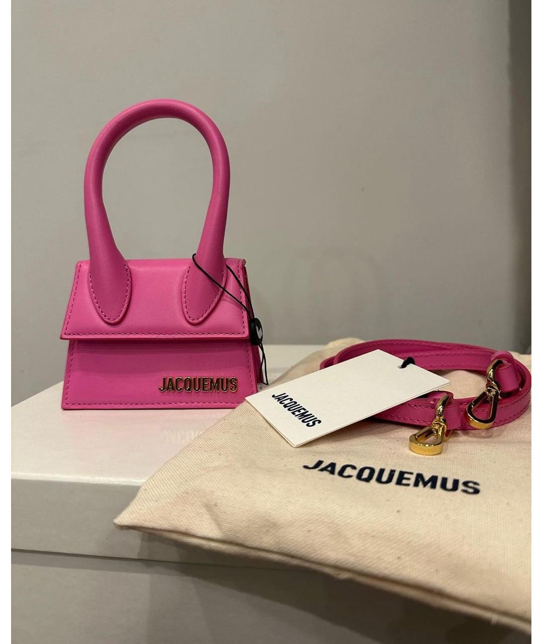JACQUEMUS Розовая кожаная сумка через плечо, фото 6