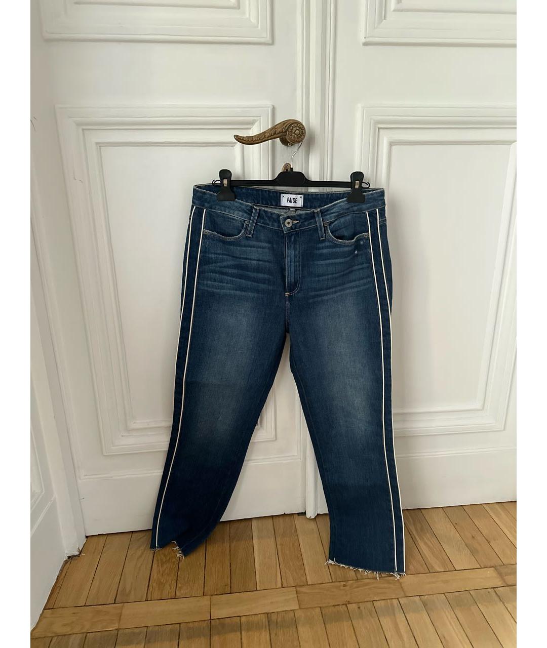 PAIGE Синие хлопко-эластановые джинсы слим, фото 4