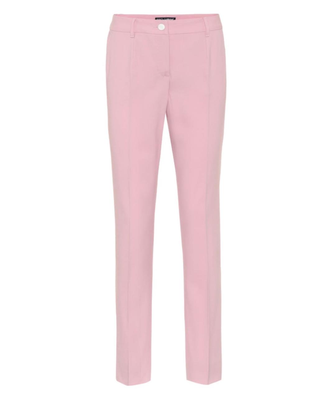 DOLCE&GABBANA Розовые шерстяные прямые брюки, фото 9
