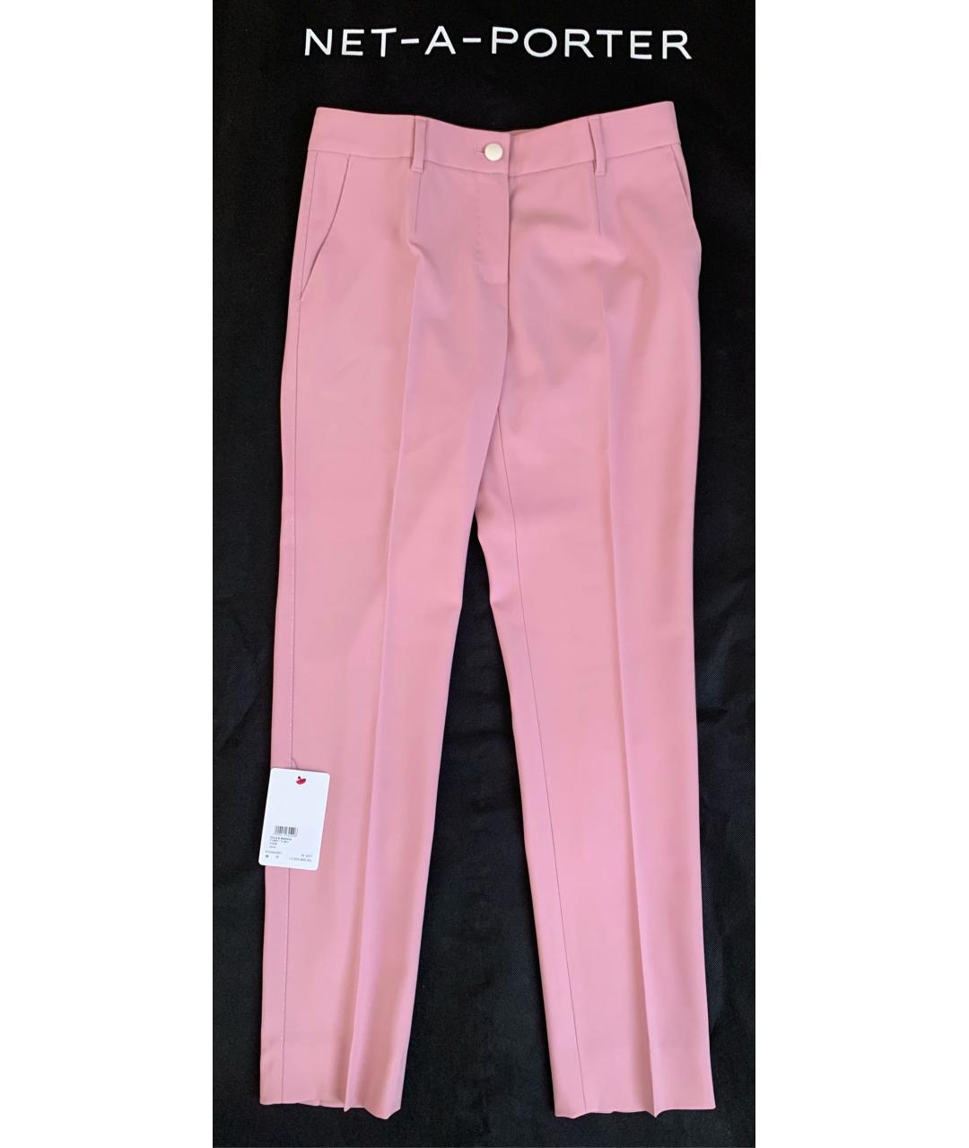 DOLCE&GABBANA Розовые шерстяные прямые брюки, фото 8