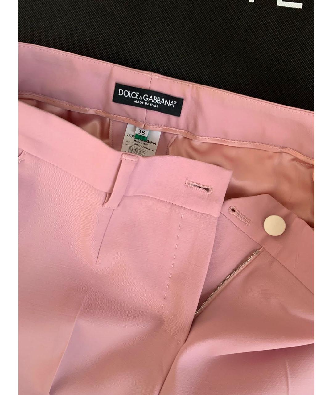 DOLCE&GABBANA Розовые шерстяные прямые брюки, фото 4