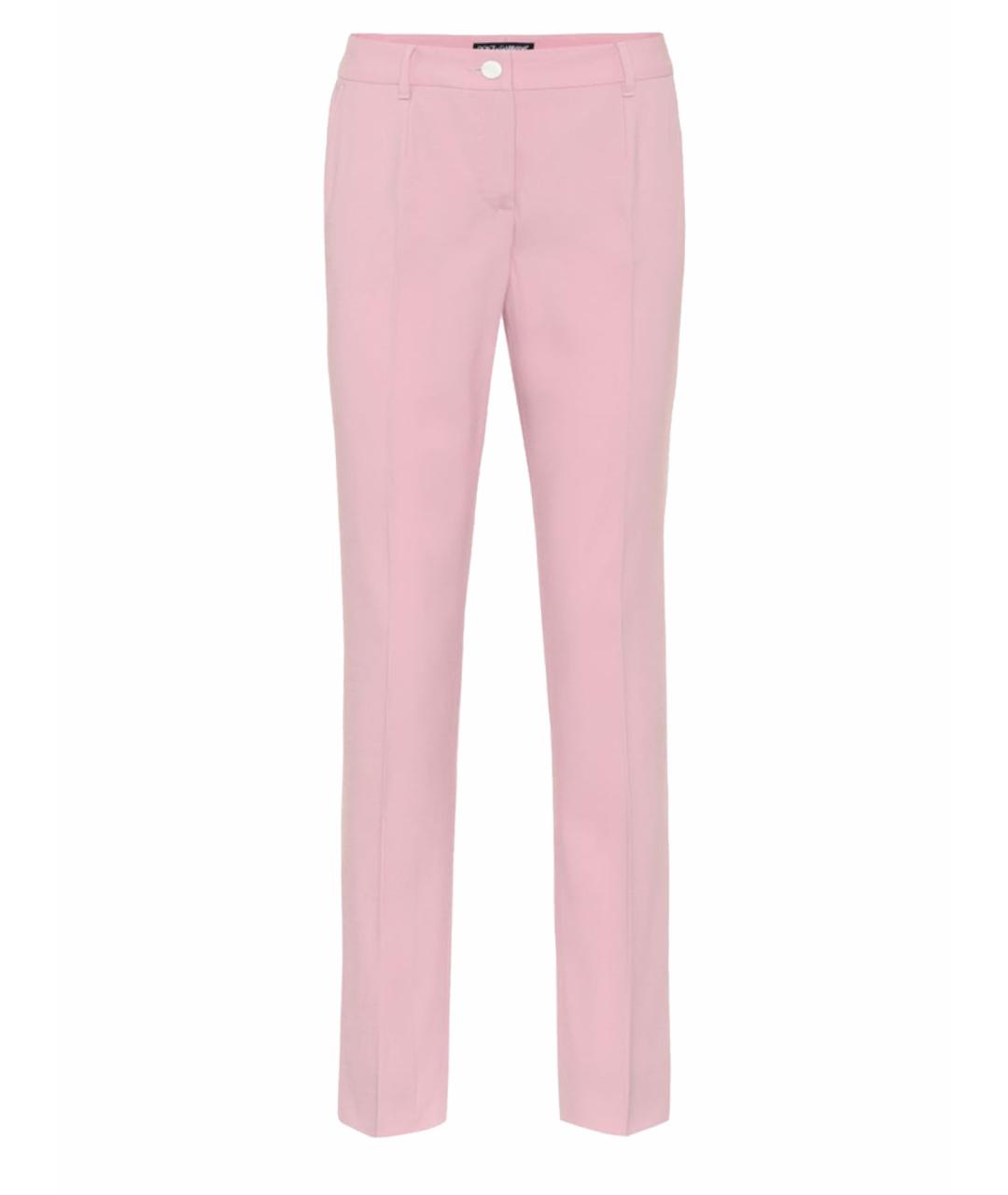 DOLCE&GABBANA Розовые шерстяные прямые брюки, фото 1