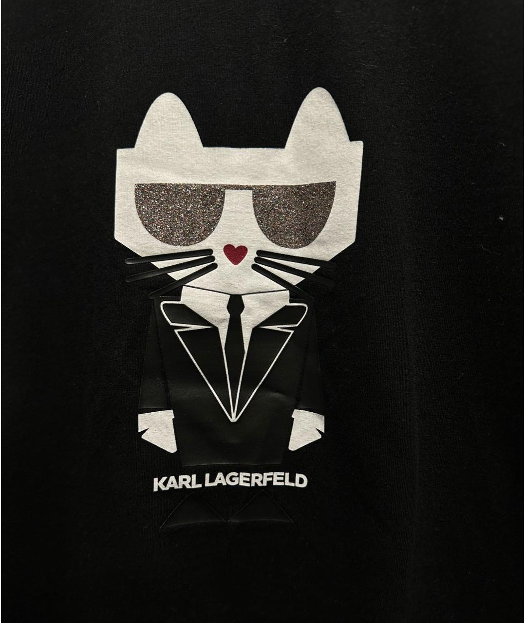 KARL LAGERFELD Черная хлопковая футболка, фото 4