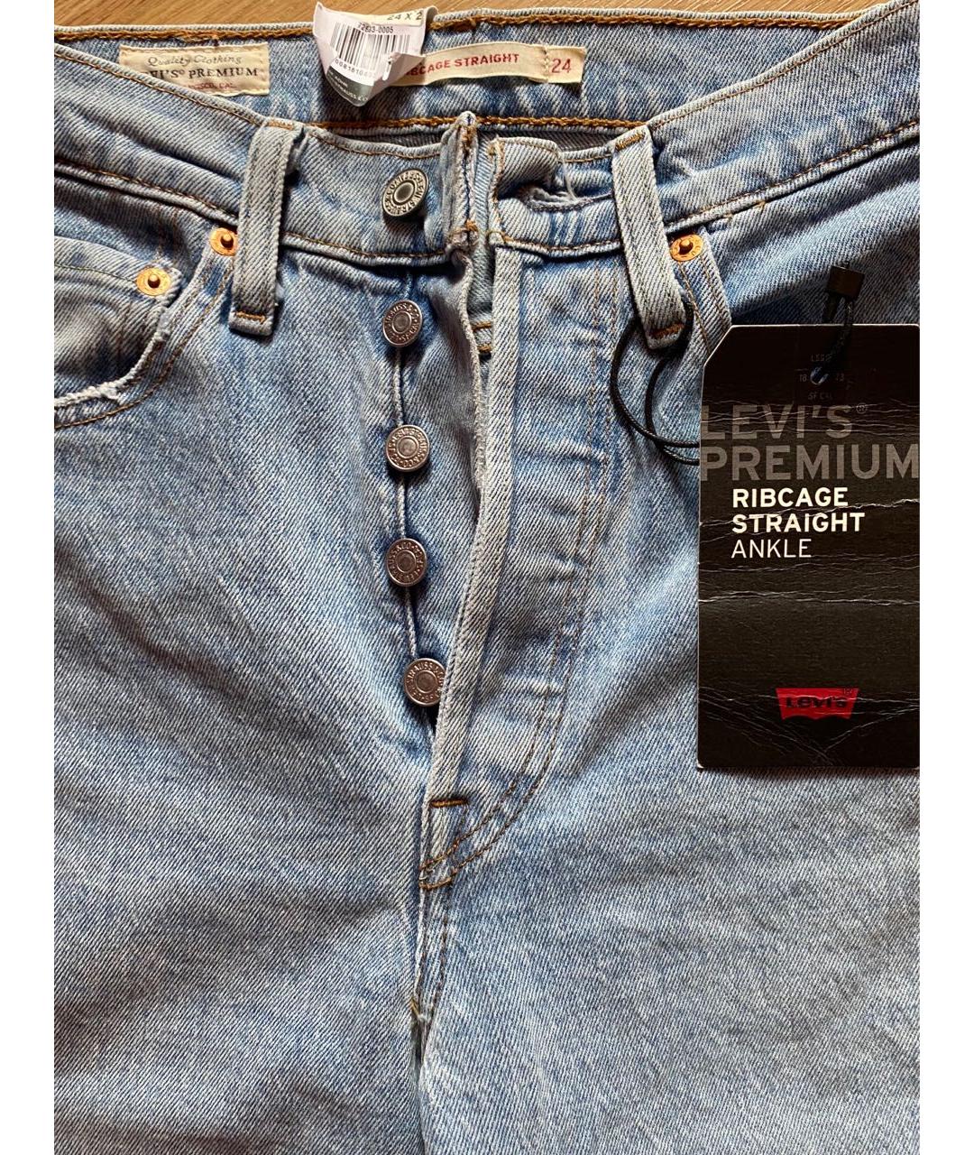 LEVI'S Голубые хлопковые прямые джинсы, фото 3