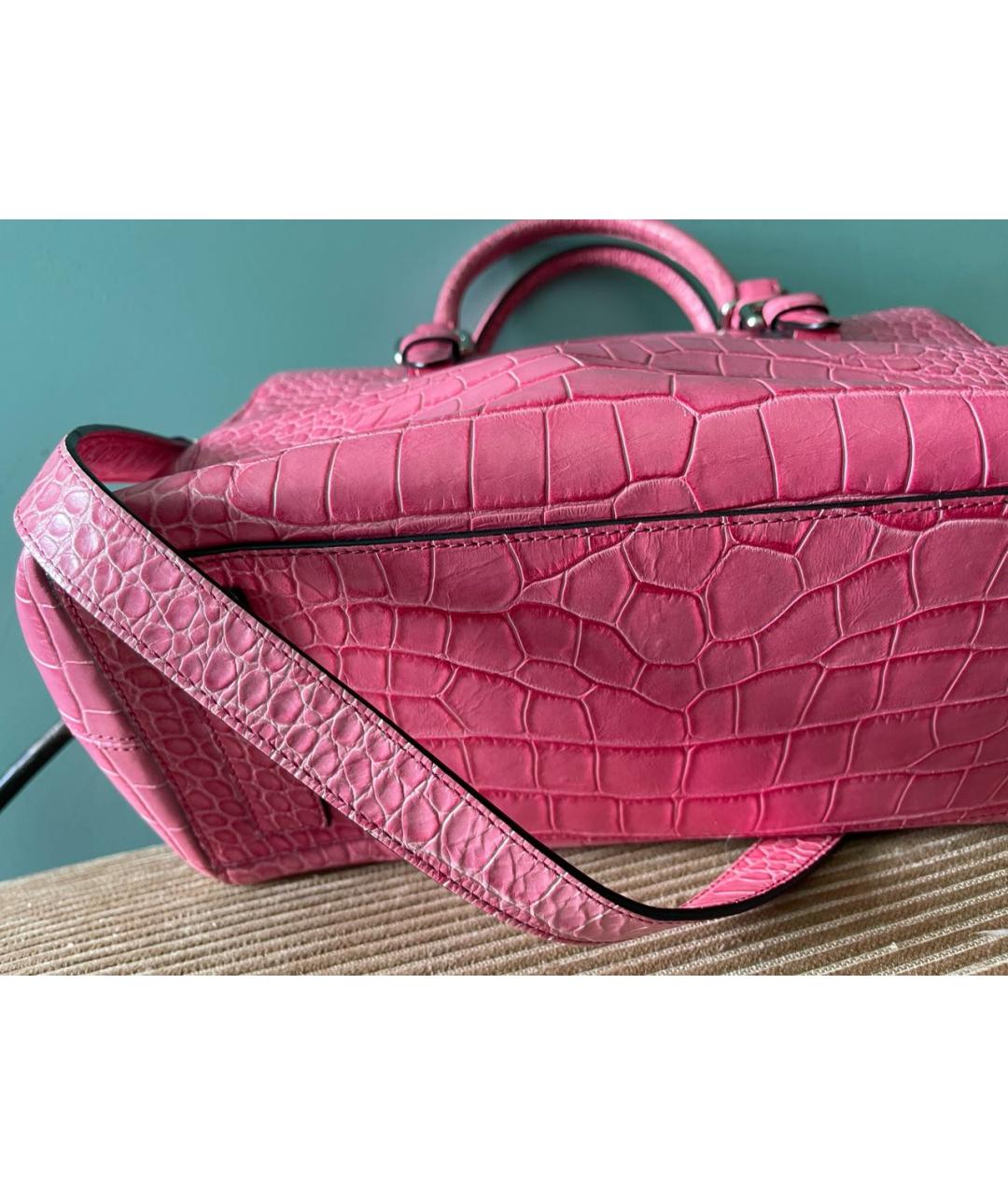 GIORGIO ARMANI Розовая кожаная сумка с короткими ручками, фото 8