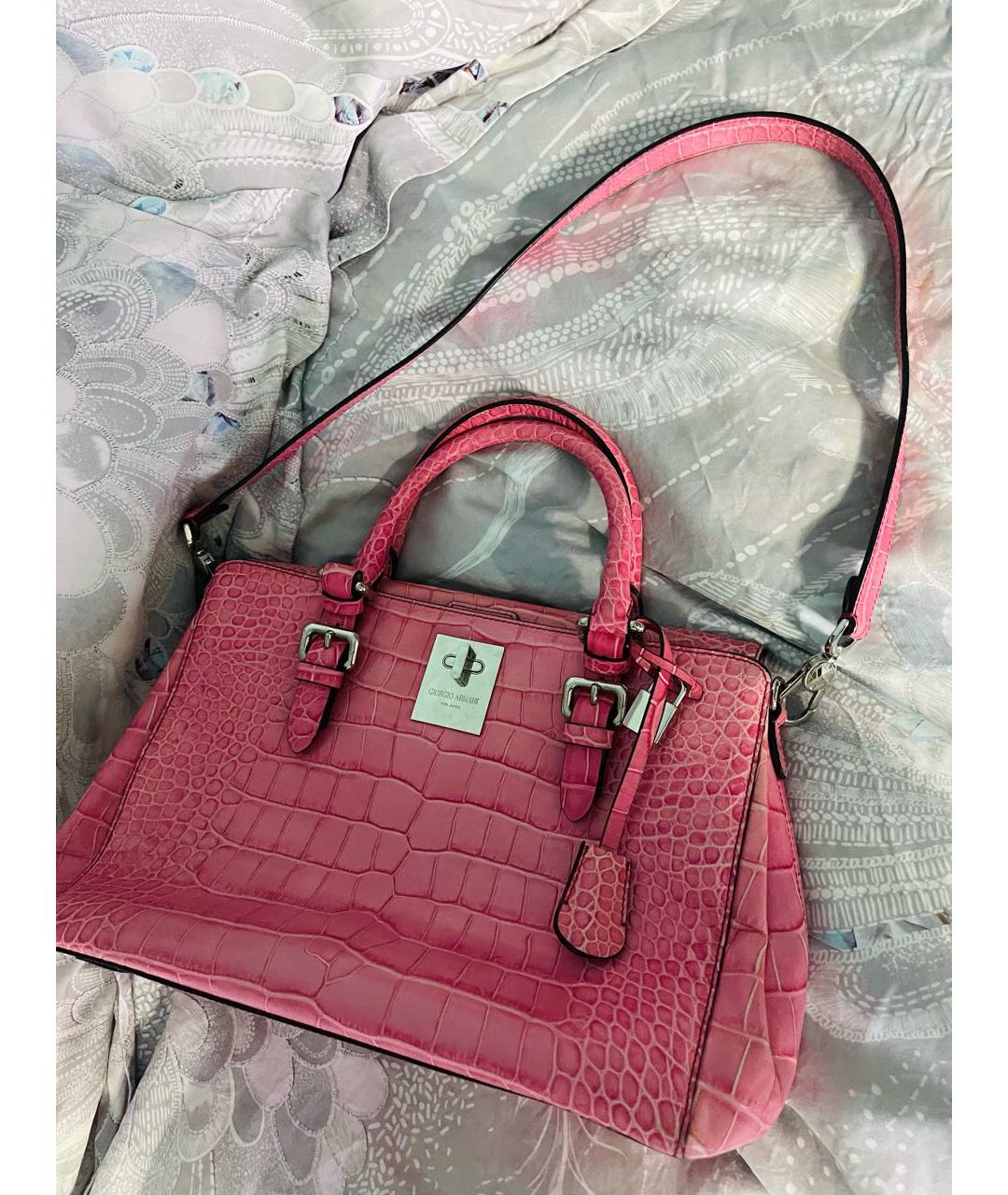GIORGIO ARMANI Розовая кожаная сумка с короткими ручками, фото 2