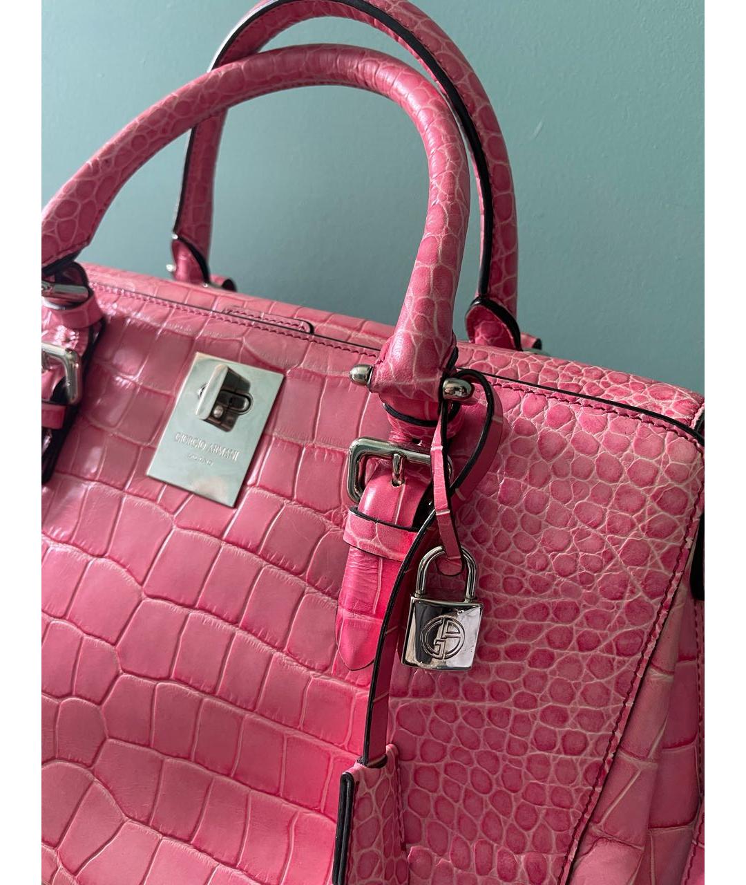 GIORGIO ARMANI Розовая кожаная сумка с короткими ручками, фото 7